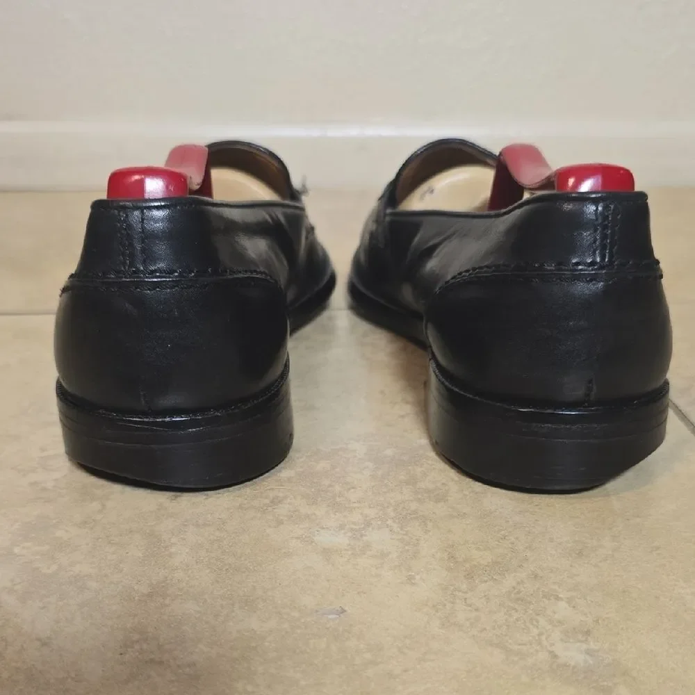 Bostonian Black Leather Loafers with Gold Accent